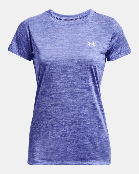 Women's UA Tech™ Twist T-Shirt, Blue, pdpMainDesktop image number 4